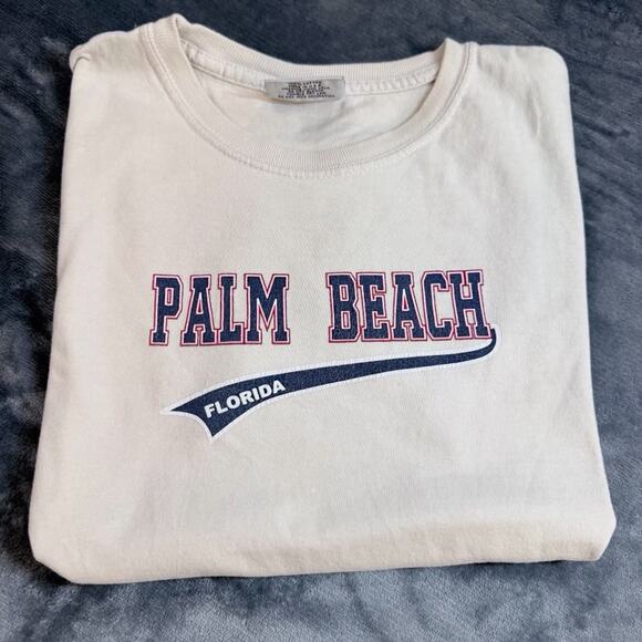 Ran Tees Tops - Vtg Ran Tees Women's Palm Beach FL T-Shirt Sz L Peach Made in USA Used Retro